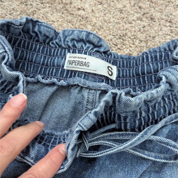 Refuge Denim Paperbag Shorts | Women’s Small | High Waist Cuffed Hem - Picture 2 of 3